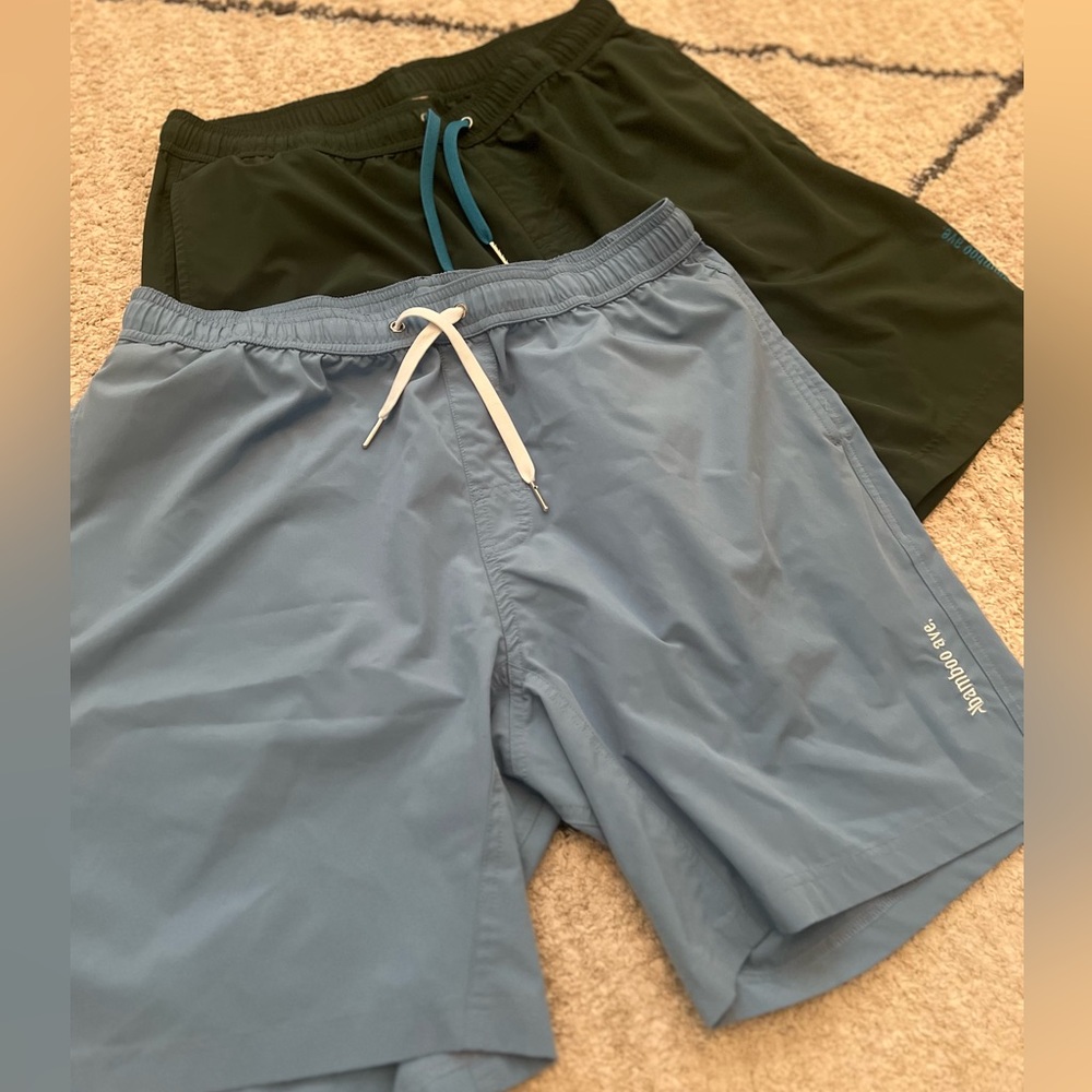 Bamboo Ave Set of 2 Men's Green and Black Athletic shorts